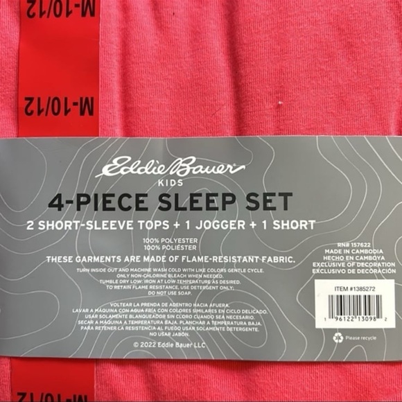 Eddie Bauer Girls Sleepwear Set 4 piece 2 Tops 1 Shorts 1 PJ Pants - Picture 6 of 6